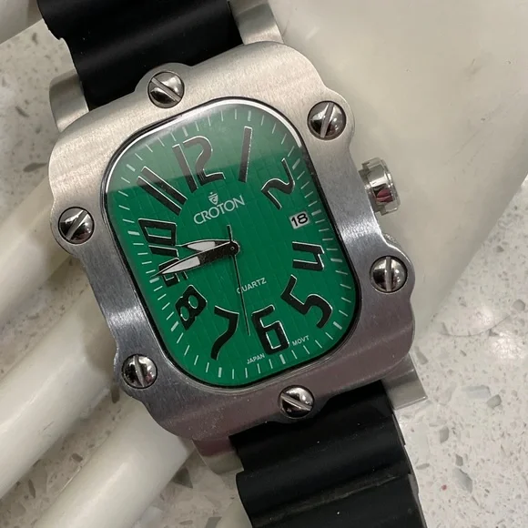 Croton Green Dial Watch with Black Strap - Picture 4 of 7